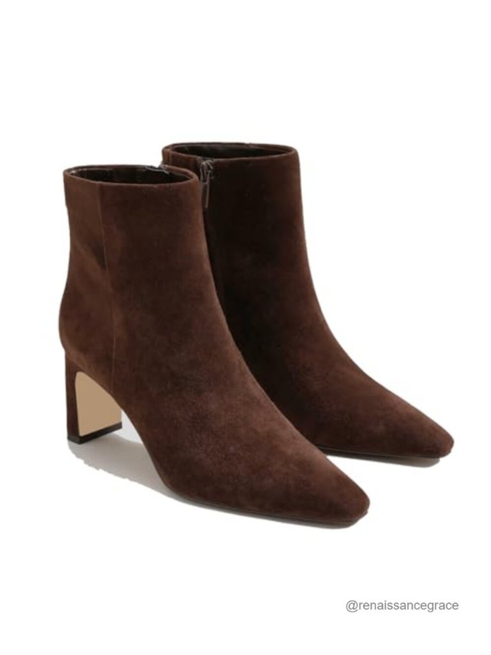 Women's Chunky Heel Square Toe Ankle Booties Side Zip Pull-On